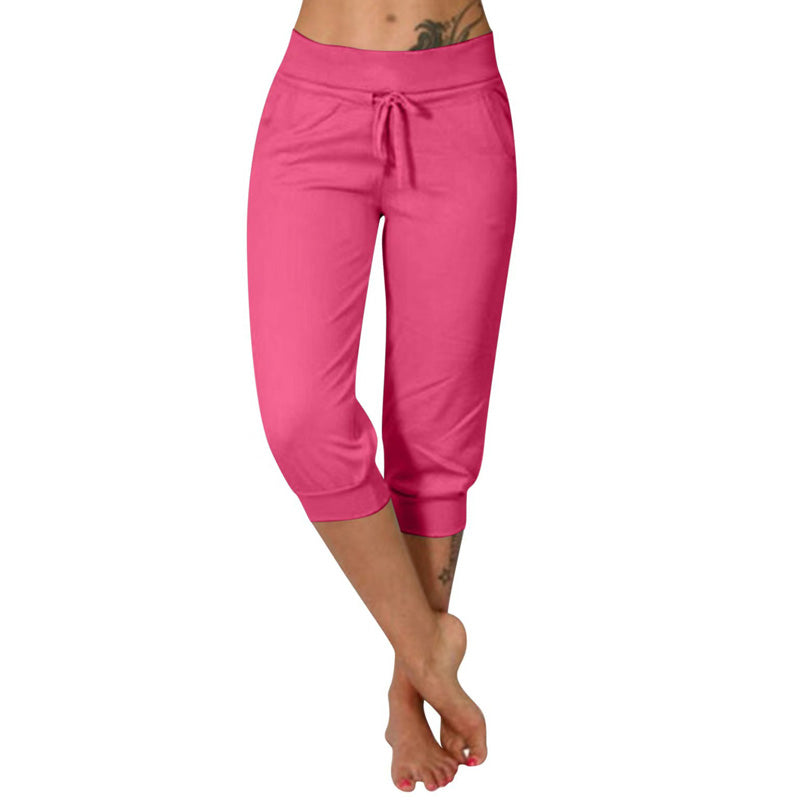 3/4 High-Waist Slim Fit Joggingbroek met Trekkoordzak