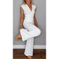 Dames elegante set: Top met V-hals en broek