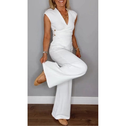 Dames elegante set: Top met V-hals en broek