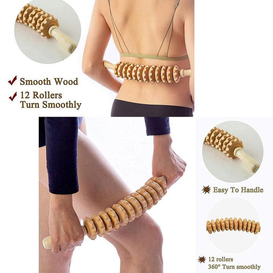🔥12 rollers Gebogen houten massagestok