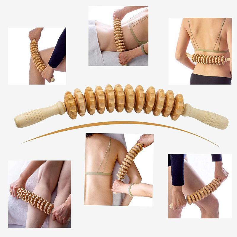 🔥12 rollers Gebogen houten massagestok