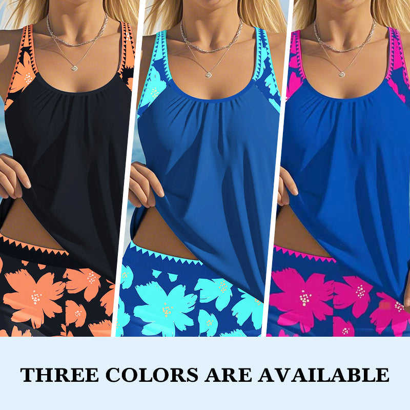 2-delige badmodeset met print tankini en shorts voor dames