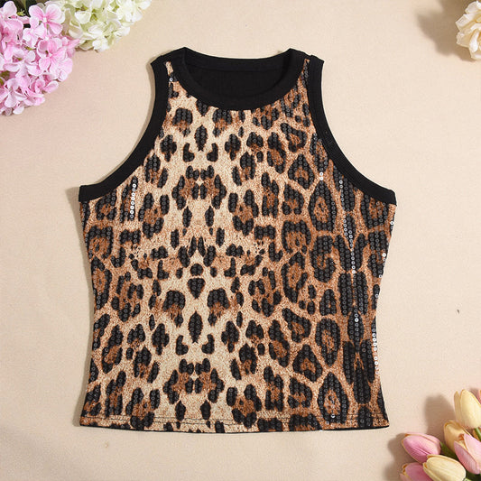 Sequin ronde hals slim fit tanktop