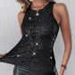 Sequin ronde hals slim fit tanktop