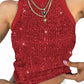 Sequin ronde hals slim fit tanktop