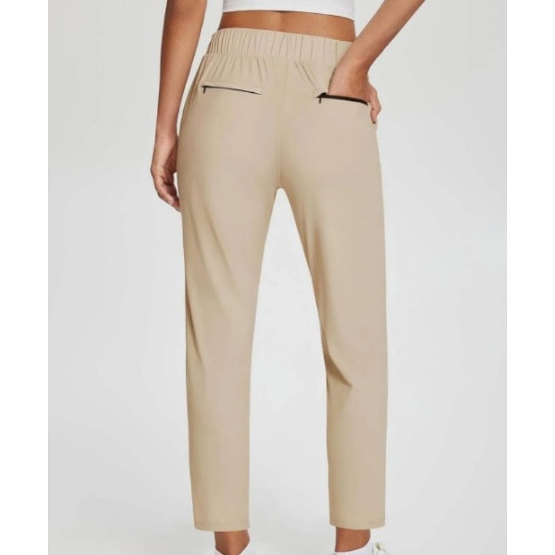 ⏰🎁Hoge elastische broek voor dames met zakken met ritssluiting