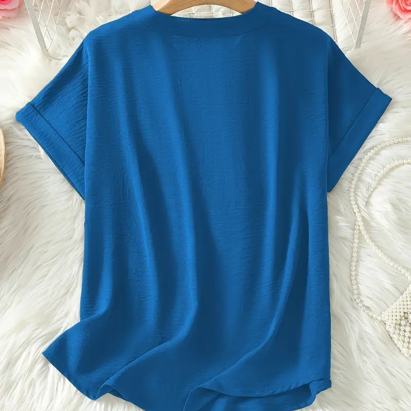 💝50% KORTING – Comfortabele dames top met korte mouwen | Losse pasvorm in effen kleur
