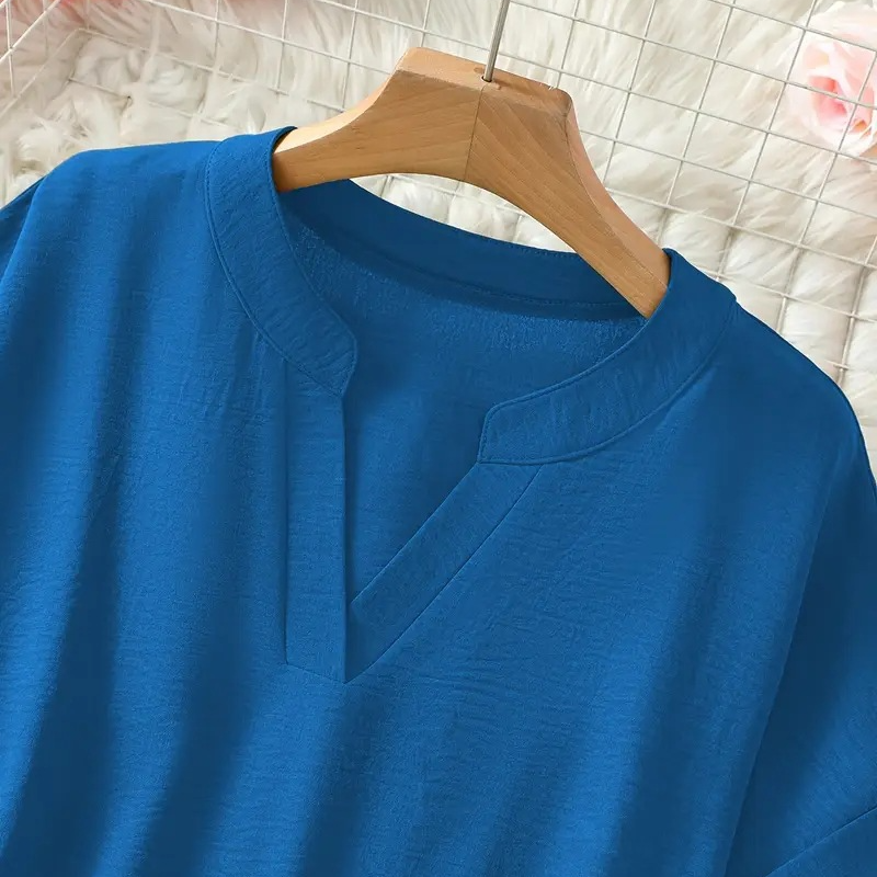 💝50% KORTING – Comfortabele dames top met korte mouwen | Losse pasvorm in effen kleur