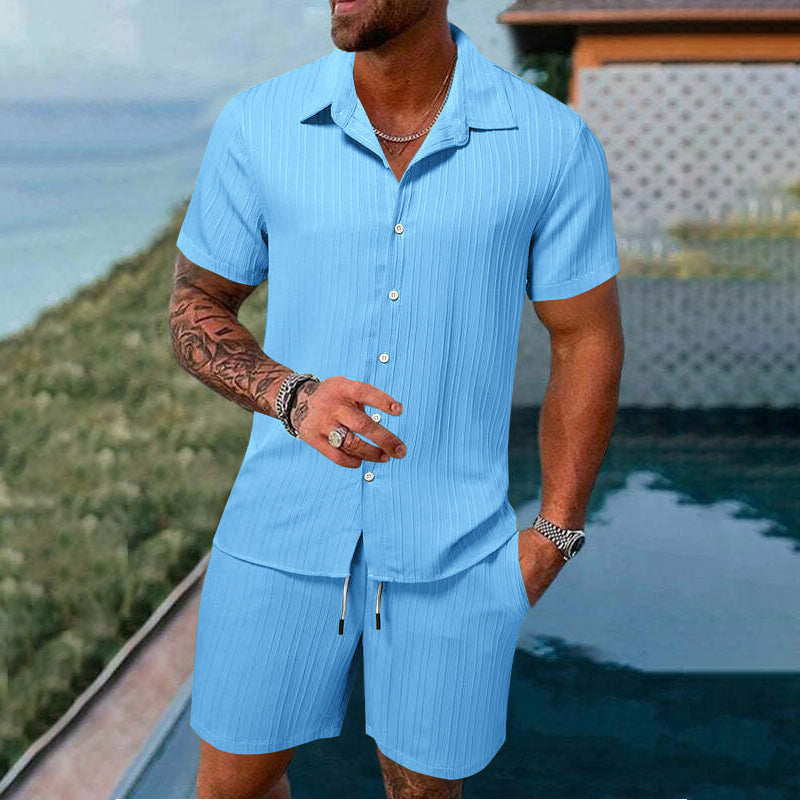 🎁2026 Nieuw binnen 50% KORTING💥Heren 2-Delige Set: Los Overhemd met Korte Mouwen en Shorts