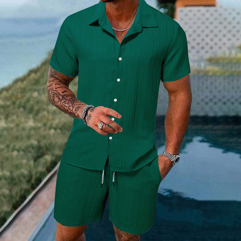 🎁2026 Nieuw binnen 50% KORTING💥Heren 2-Delige Set: Los Overhemd met Korte Mouwen en Shorts