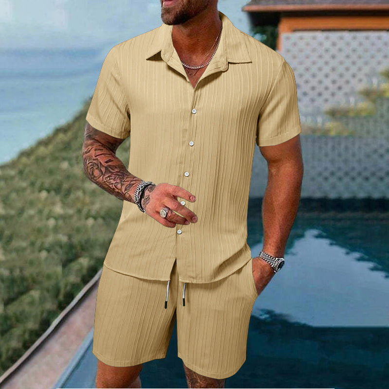 🎁2026 Nieuw binnen 50% KORTING💥Heren 2-Delige Set: Los Overhemd met Korte Mouwen en Shorts