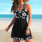 Dames zwemjurk met print, zonder mouwen en met ingebouwde short