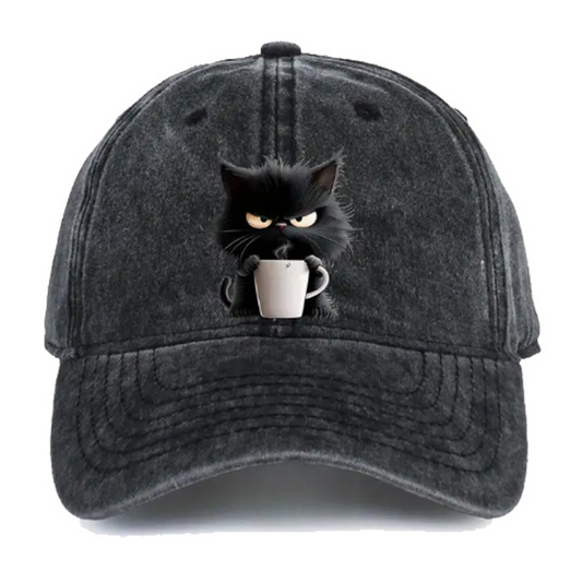 🐾Schattige zwarte kat vintage baseballpet🧢