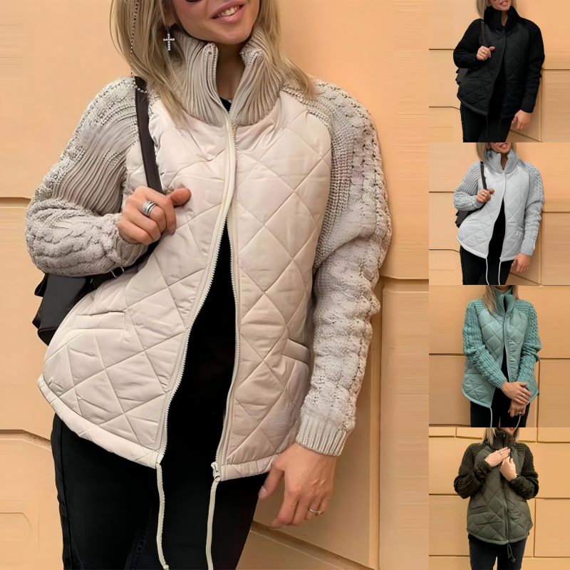 🥼Dameswollen patchwork donsjas met pluizige voering
