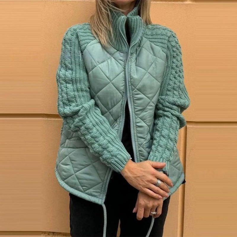 🥼Dameswollen patchwork donsjas met pluizige voering