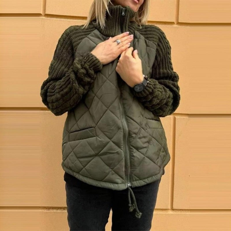 🥼Dameswollen patchwork donsjas met pluizige voering