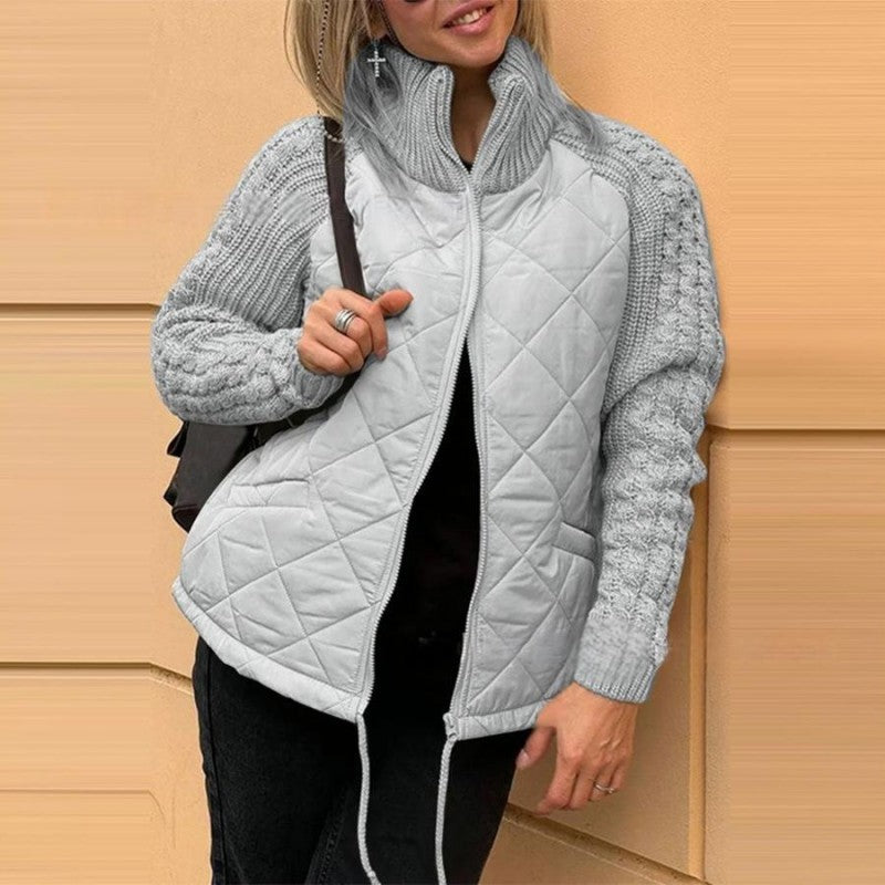 🥼Dameswollen patchwork donsjas met pluizige voering