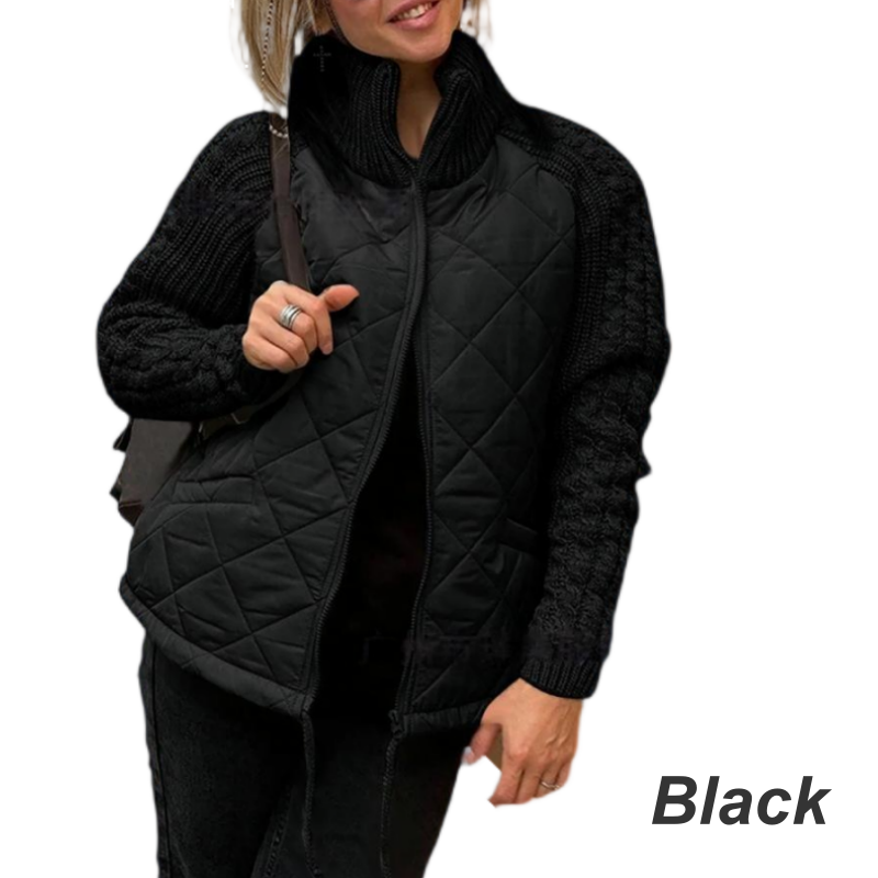 📣Herfstspecial 2025🍁Dames gebreide patchwork pufferjas
