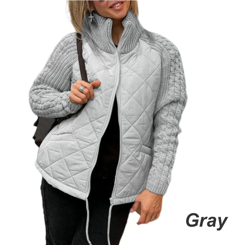 📣Herfstspecial 2025🍁Dames gebreide patchwork pufferjas