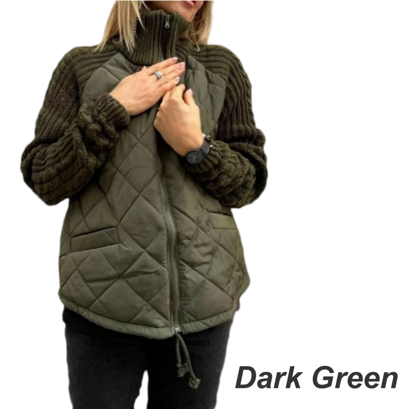 🥼Dameswollen patchwork donsjas met pluizige voering