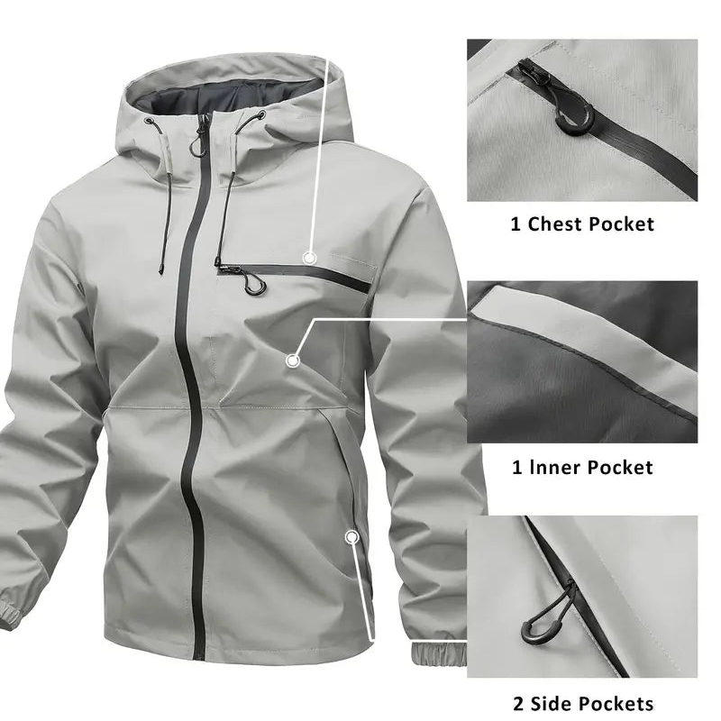 Heren outdoor sportjas in effen kleur