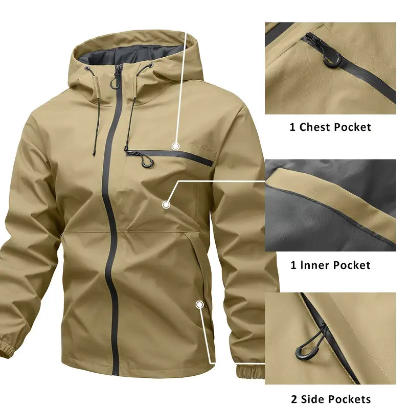 Heren outdoor sportjas in effen kleur
