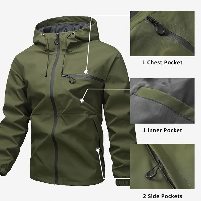 Heren outdoor sportjas in effen kleur