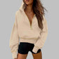 Dames sweatshirt met capuchon en halve ritssluiting