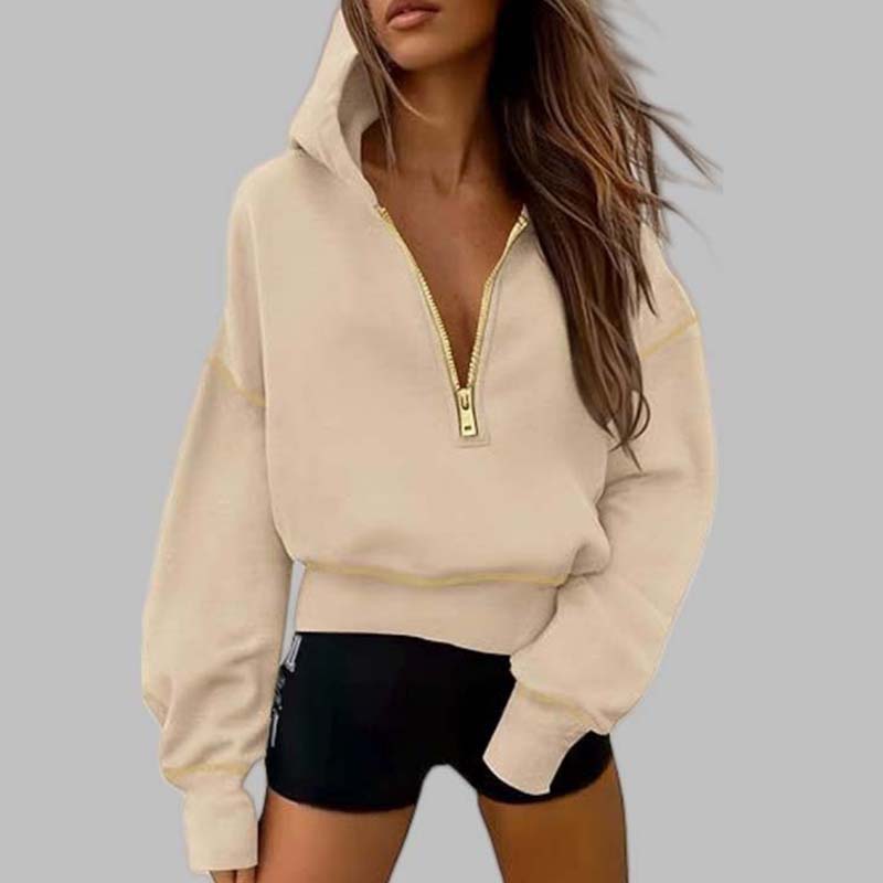 ✨ Dames Sweatshirt 🧶 met Capuchon en Halve Ritssluiting, Comfortabel & Trendy voor Dagelijks ✨