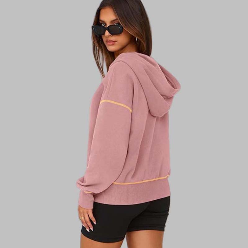 Dames sweatshirt met capuchon en halve ritssluiting