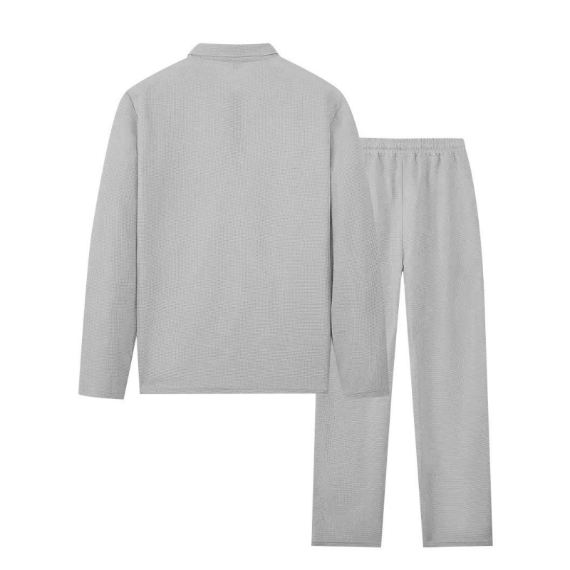 Nu 50% voorjaarskorting💥Wafelstrik Trui & Rechte Broek – Alledaags Comfort Set voor Mannen👕👖Een set die wél comfortabel is, maar niet slonzig