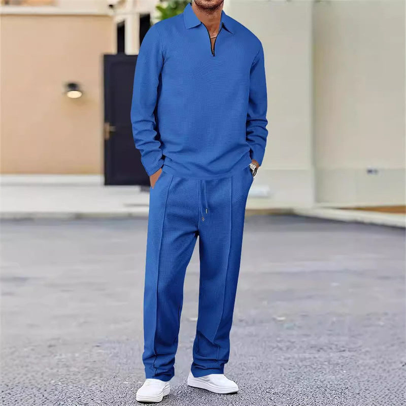 Nu 50% voorjaarskorting💥Wafelstrik Trui & Rechte Broek – Alledaags Comfort Set voor Mannen👕👖Een set die wél comfortabel is, maar niet slonzig