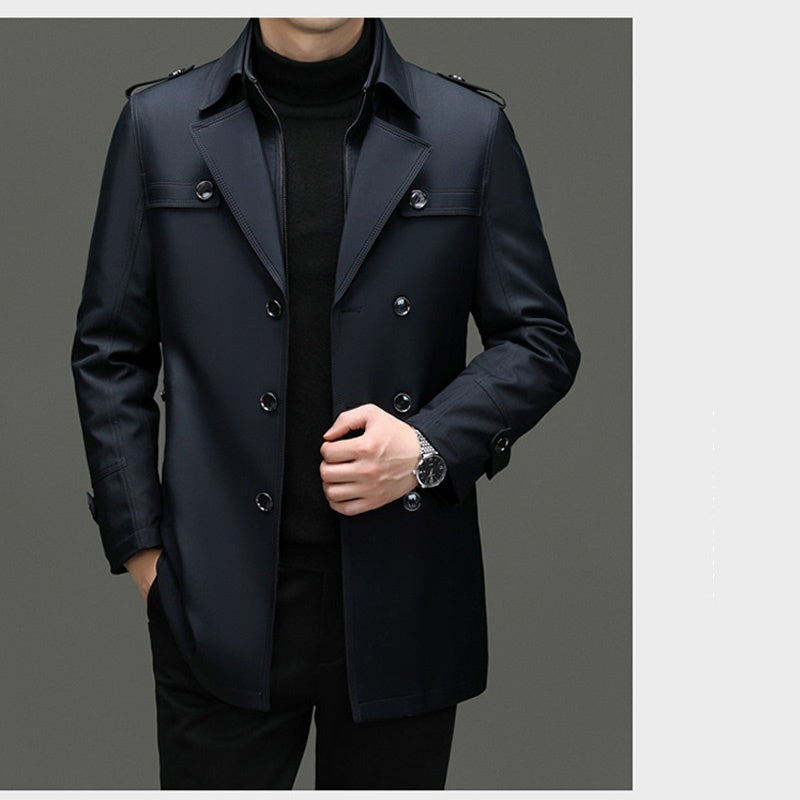 🔥Gratis verzending✈️Trenchcoat voor Heren met Middellange Lengte en Afneembare Voering