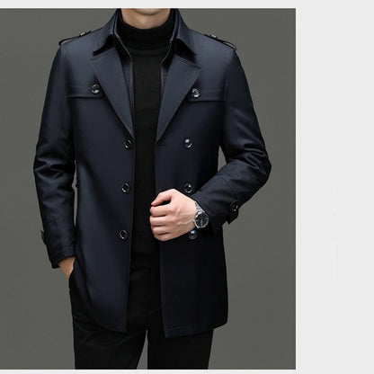 🔥Gratis verzending✈️Trenchcoat voor Heren met Middellange Lengte en Afneembare Voering