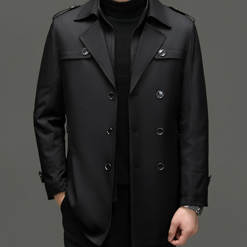 🔥Gratis verzending✈️Trenchcoat voor Heren met Middellange Lengte en Afneembare Voering