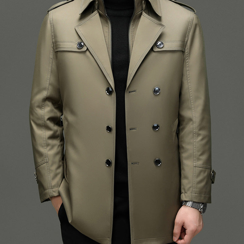🔥Gratis verzending✈️Trenchcoat voor Heren met Middellange Lengte en Afneembare Voering