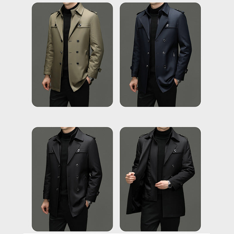 🔥Gratis verzending✈️Trenchcoat voor Heren met Middellange Lengte en Afneembare Voering