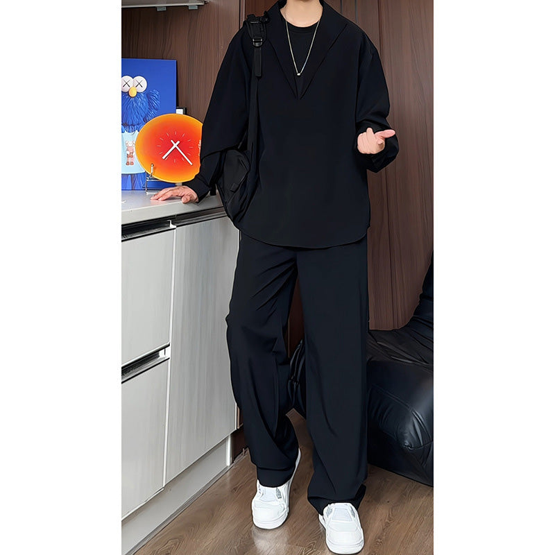 🔥False tweedelig V-hals shirt & broek set