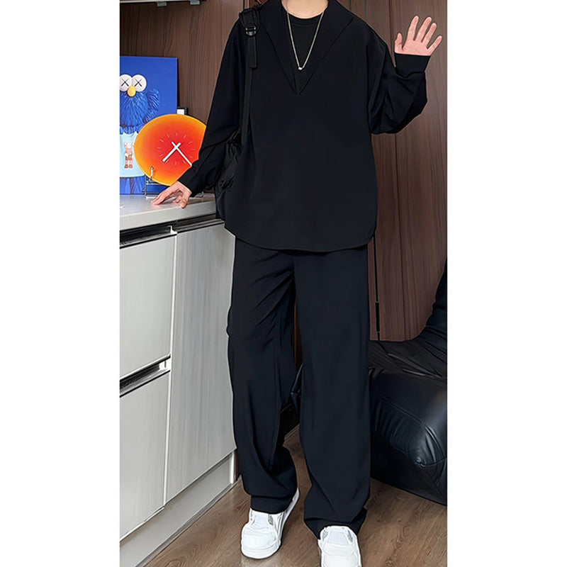 🔥False tweedelig V-hals shirt & broek set