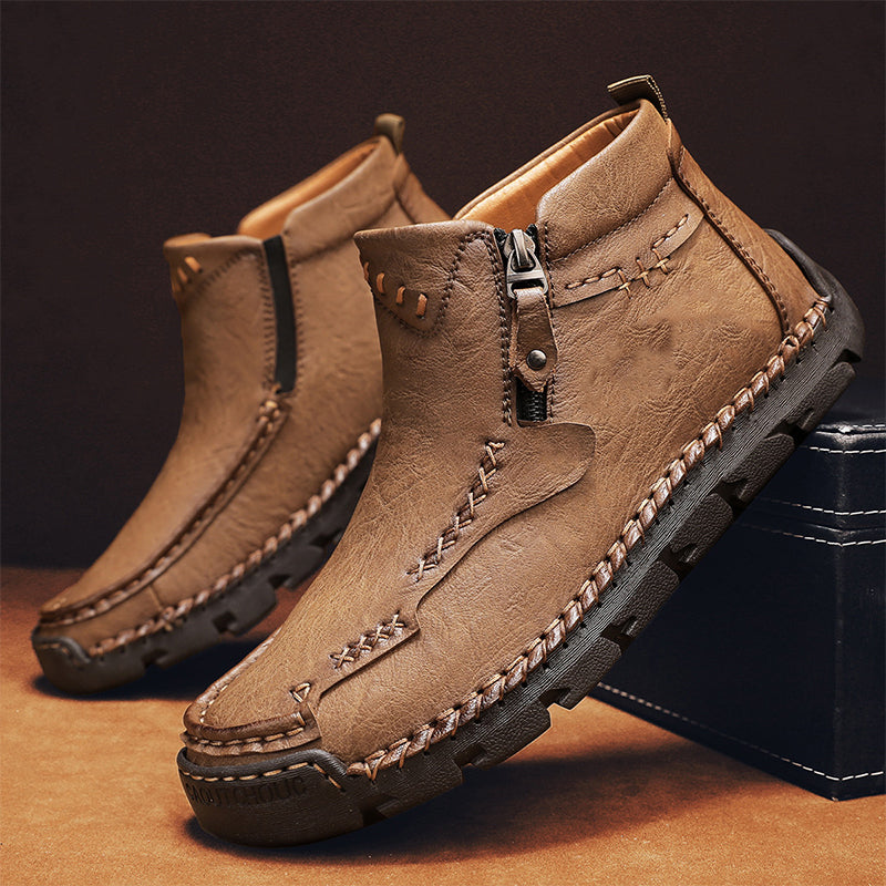 Herenmode Retro Enkellaarsjes met Ritsdetail