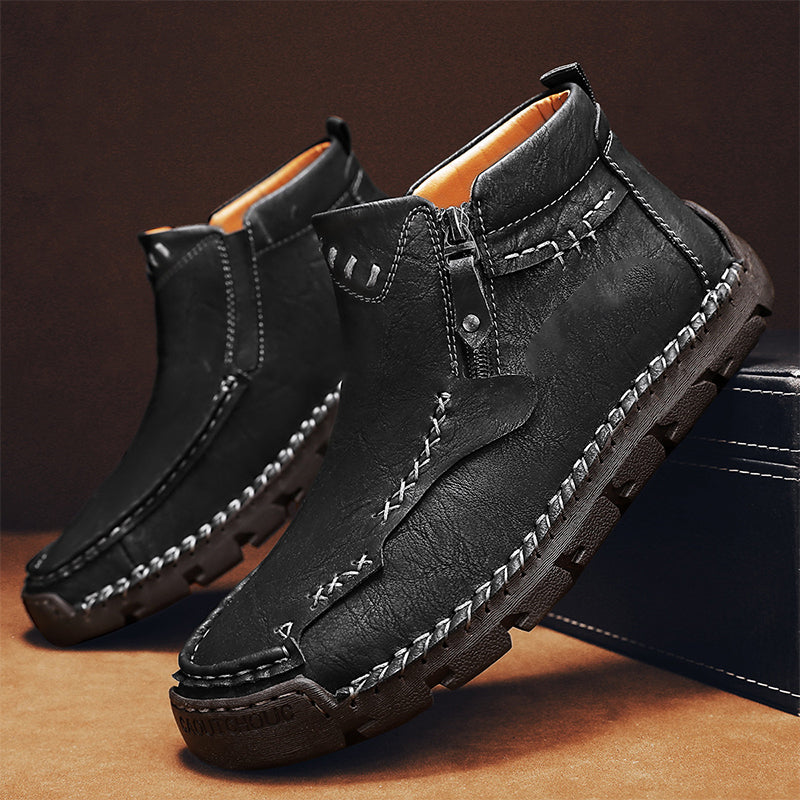 Herenmode Retro Enkellaarsjes met Ritsdetail