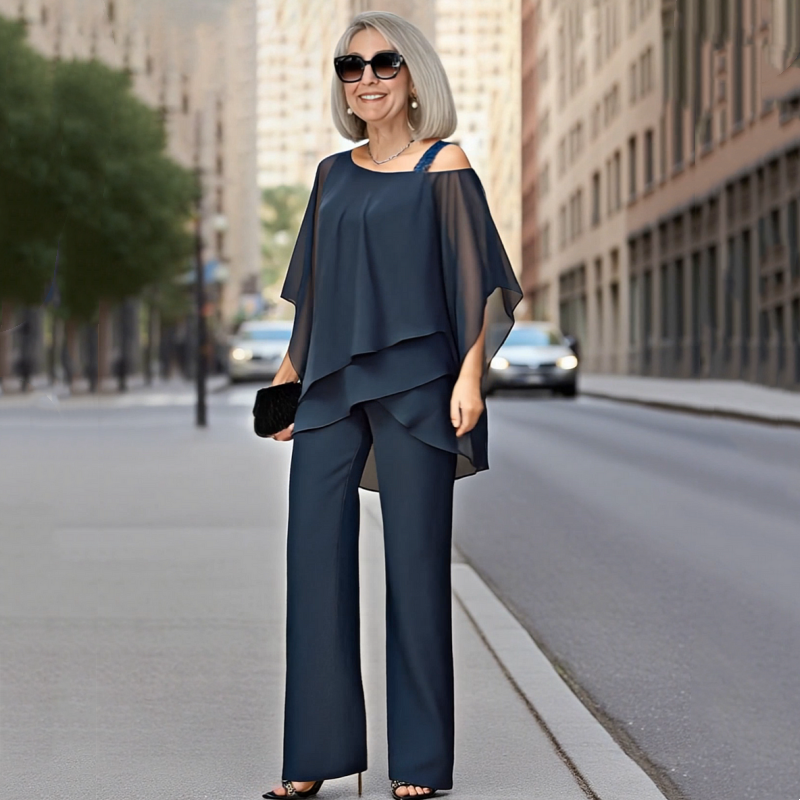 ⏳Beperkte korting van 50%⏰Onregelmatig chiffon topje voor dames ＆ wijde broek 2-delige set👚👖