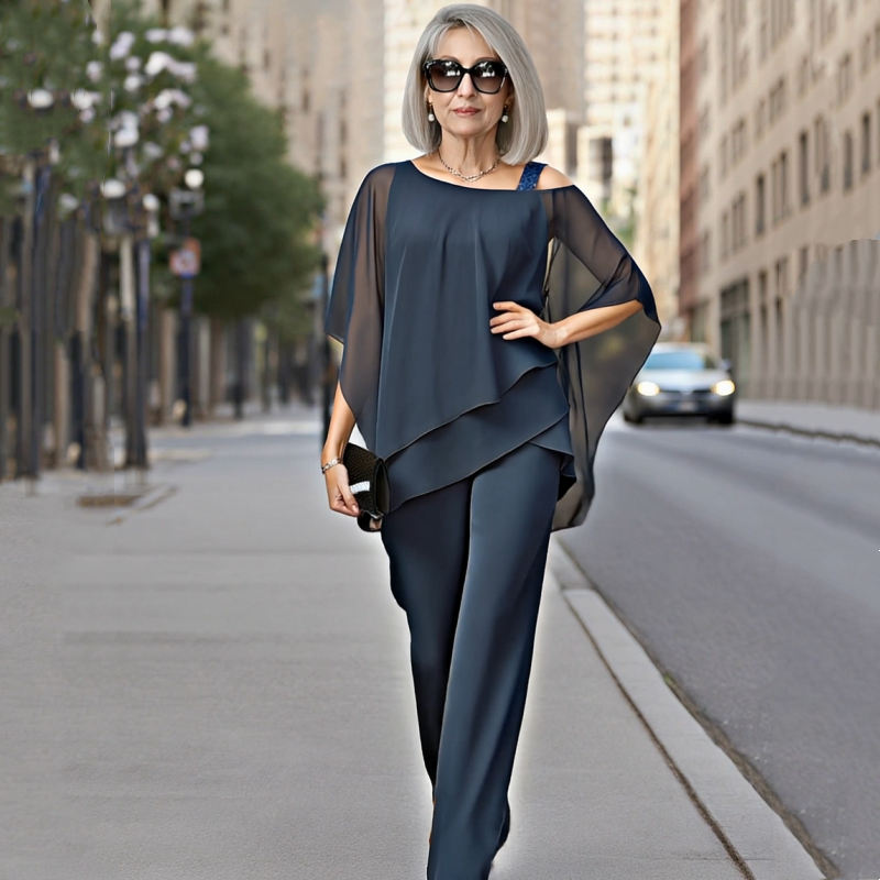 ⏳Beperkte korting van 50%⏰Onregelmatig chiffon topje voor dames ＆ wijde broek 2-delige set👚👖