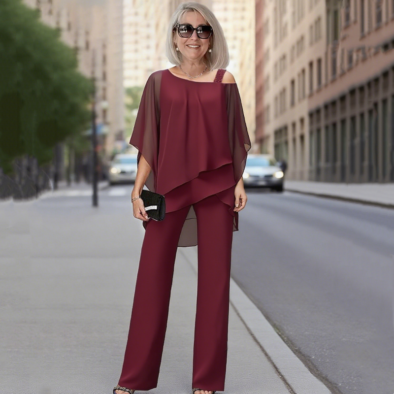 ⏳Beperkte korting van 50%⏰Onregelmatig chiffon topje voor dames ＆ wijde broek 2-delige set👚👖