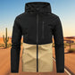 Heren casual winddichte jack met capuchon en kleurvlakken