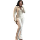 Sexy effen kleurige set met lange mouwen top en broek