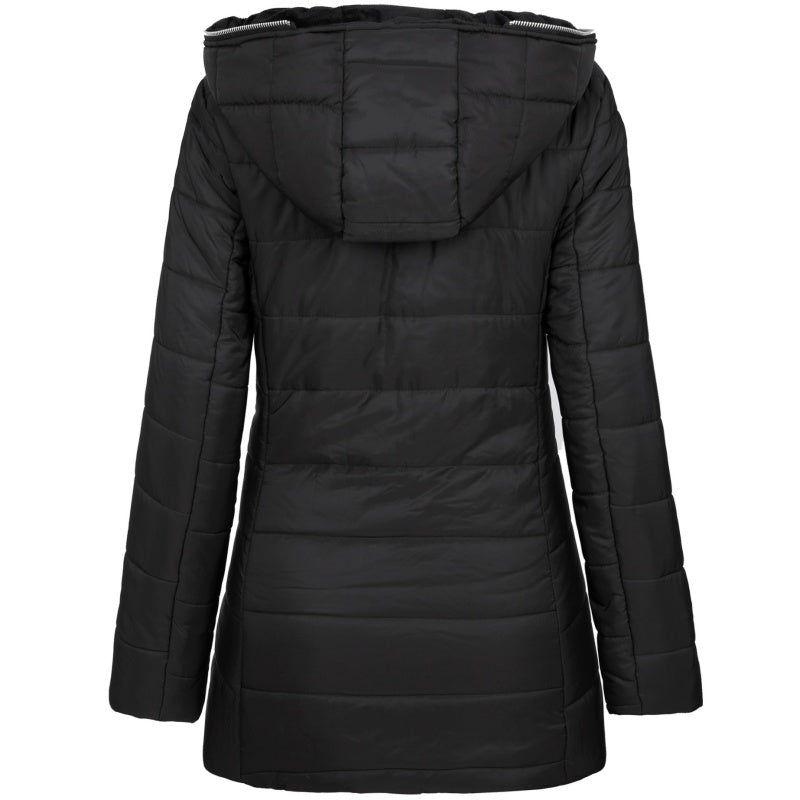 Dames winterjas met capuchon en pluche voering