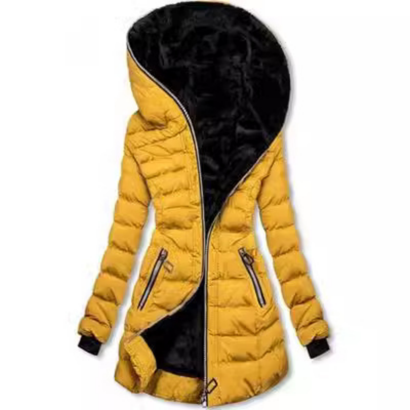 Dames winterjas met capuchon en pluche voering