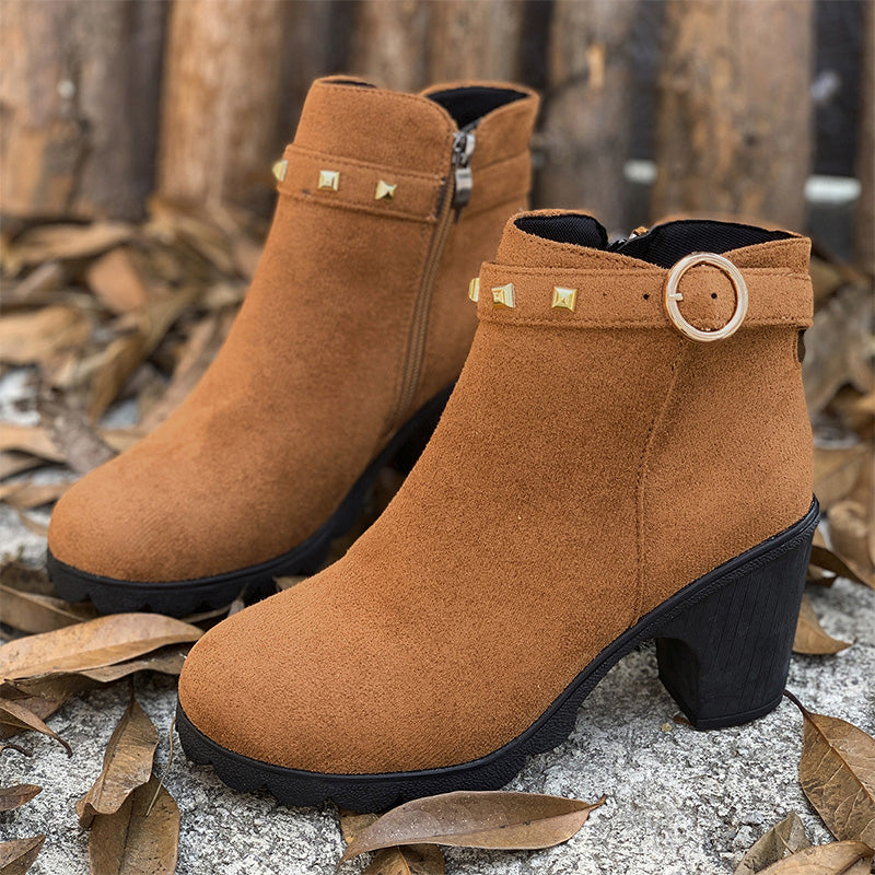 Damesmode Enkellaarzen met dikke hak