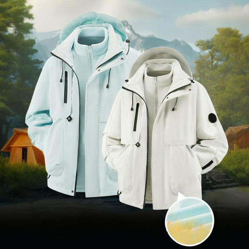 Unisex🏔️3-in-1 wind- en waterdichte outdoorjas -👍Geïsoleerde voering en afneembare capuchon!